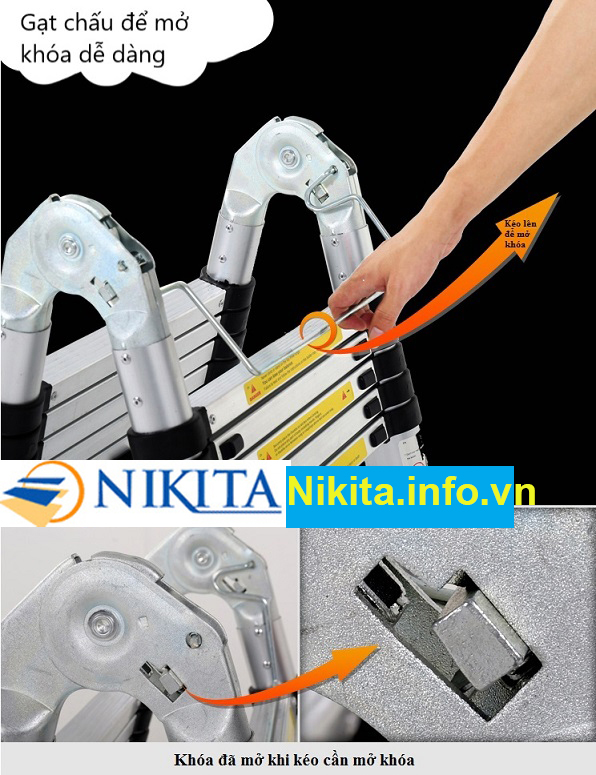 Khóa thang nhôm rút NIKITA 